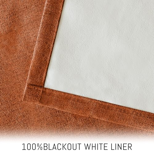 Burnt Orange Linen Curtains 72 Inches Long for Living Room (Linen Burnt Orange / 52"W x 72"L (Pack of 2))