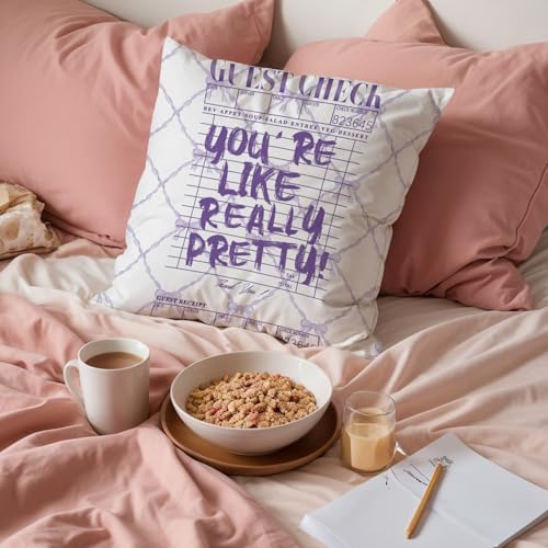 Inspirational Purple Bow Throw Pillow Covers 18x18 (Purple Ribbon 18x18 Inch)