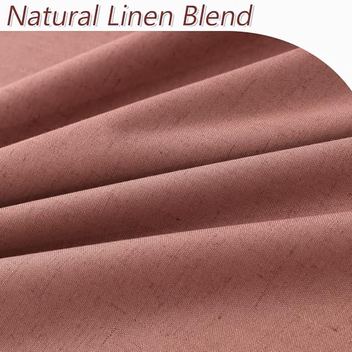 Dusty Rose 100% Blackout Linen Curtains 108 Inch Length 2 Panels Set for Girls Bedroom Back Tab Thermal Insulated Black Out Drapes Room Darkening Farmhouse Style for Bedroom Window Curtains 52x108 (Dusty Rose / 52"W x 108"L (Pack of 2))