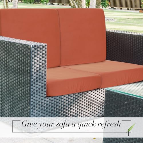8 Pcs Patio Outdoor Cushion Covers (Terra Cotta / Solid)