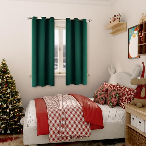 Emerald Green Blackout Curtains for Bedroom 63 Inch Long (Emerald Green / 42"W x 63"L (Pack of 2))