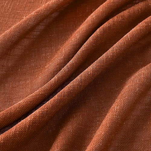 Burnt Orange Fall Linen Curtains 52x96 Inch for Bedroom Living Room (52"W x 96"L (Pack of 2) / Burnt Orange)