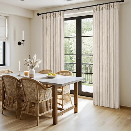 Cream White Pinch Pleated Linen Curtains 96 Inches Long 2 Panels (Cream White / 40"W x 96"L (Pack of 2))
