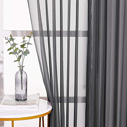 Sheer Drape Panels 63" L (Black / 54"W x 63"L (Pack of 2))