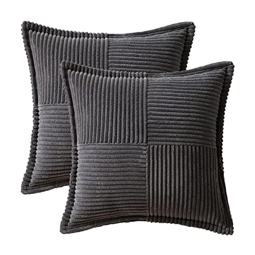 Decorative Throw Pillow Covers for Couch 20x20 Inch Dark Grey 2 Pack (Dark Grey / 20" x 20" (Pack of 2))