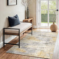 3x4 Area Rug Washable Abstract (Grey/Yellow / 3' x 4')