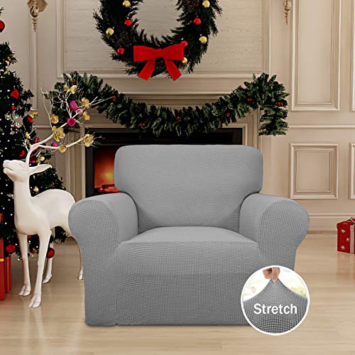 Stretch Chair Slipcover with Arm Washable Light Gray (Small Chair / Light Gray)