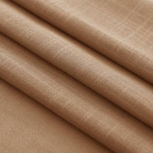 Brown Curtains for Living Room Back Tab Modern Farmhouse Semi Sheer Curtains 84 inches Long 2 Panels Set Muted Neutral Window Curtain for Dining Room Bedroom 52x84 (Brown / 52"W x 84"L (Pack of 2))