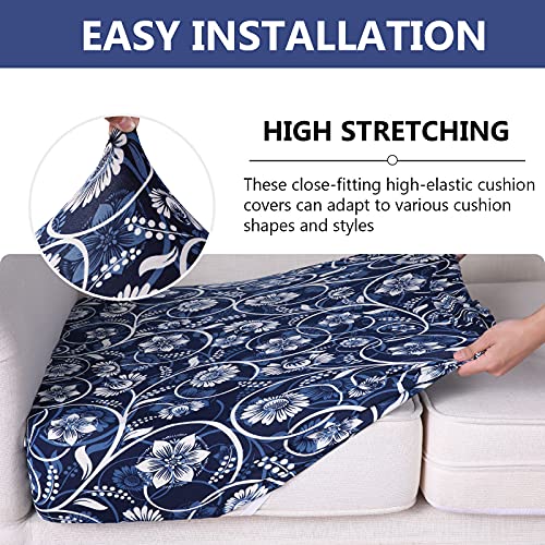 Printed Couch Cushion Covers (Navy & White / Seat Cover Small)
