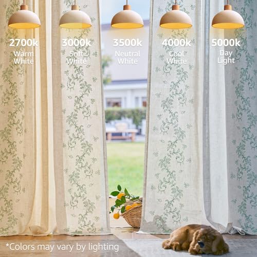 Floral Linen Curtains 63 Inch Farmhouse Back Tab 2 Panels (Vine | Sage / 50"W x 63"L (Pack of 2))