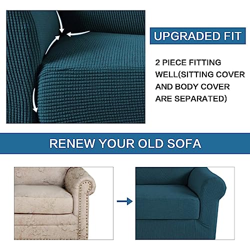 2 Pieces Armchair Cover Chair Slipcovers with Arms Furniture Protector Cover Fit Armchair Width Up to 47 Inch (Small / Deep Teal)
