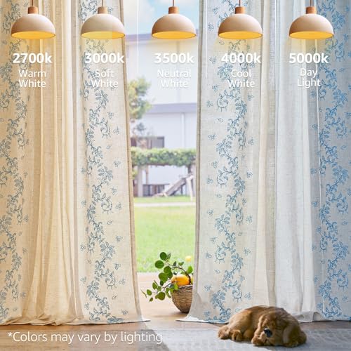Floral Linen Curtains 63 Inch Farmhouse Back Tab 2 Panels (Vine | Sky Blue / 50"W x 63"L (Pack of 2))