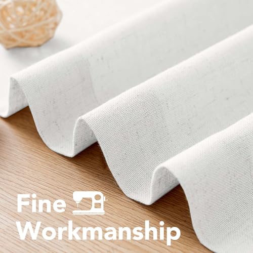 Pair Set Nickel Grommet Natural Linen Blended Window Treatment (52"W x 84"L (Pack of 2) / Heathered White)