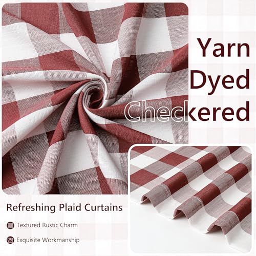 Red White Gingham Buffalo Plaid Grommet Curtains 63 Inch Length (Red/White / 40"W x 63"L (Pack of 2))