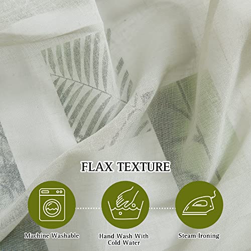Linen Sheer sage green Curtains 84 inch Length for Bedroom (52"W x 84"L (Pack of 2) / Sage Green)