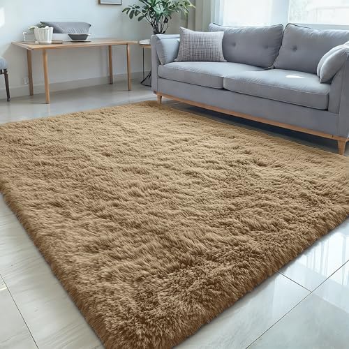 5x7 Machine Washable Large Area Rugs for Living Room (5x7 Ft / Taupe)