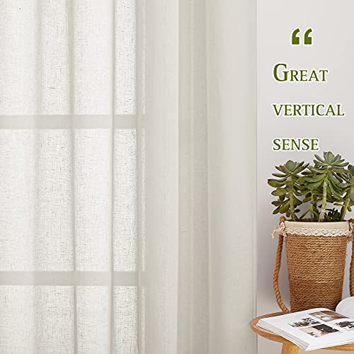 Semi Sheer Curtains Linen Blend Extra Wide for Sliding Glass Door (70"W x 84"L (Pack of 2) / Natural)