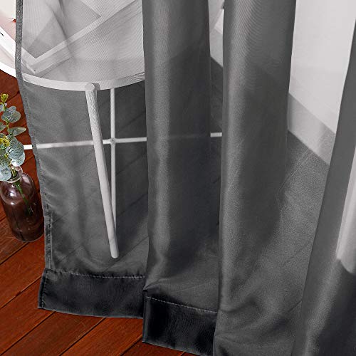 Sheer Curtains for Windows 54 inch Long (Black / 54"W x 54"L (Pack of 2))