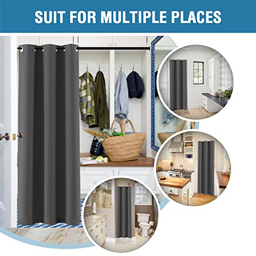 Doorway Curtain Blackout Closet Door Curtain Room Divider Window Treatment Curtain for Bedroom Thermal Insulated Privacy Drape Soundproof Grommet (42"W x 80"L (Pack of 1) / Charcoal Gray)