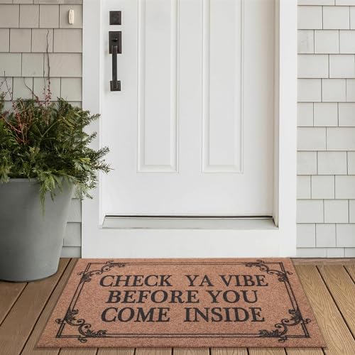 Front Door Door Mat Indoor Outdoor Entrance Doormat Rubber Welcome Door Mat (1'6" x 2'4" (Rectangular) / Come Inside-brown)