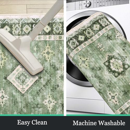 HEBE Boho Kitchen Rugs Set of 3 (Green / 20"x32"+20"x48"+20"x59")