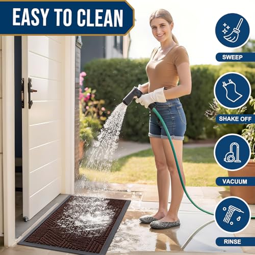 Front Door Mat Outside Entrance (Deep Brown / 47" X 32")