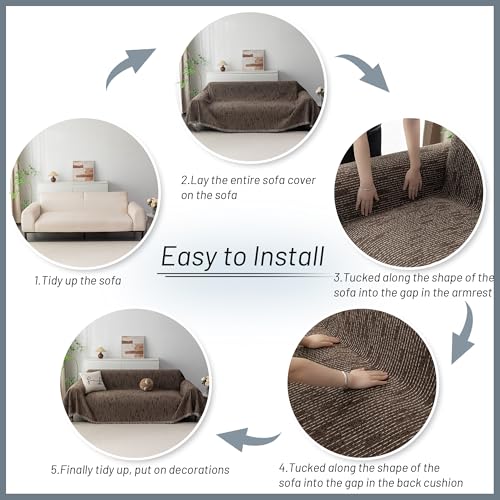 Couch Covers for 2 Cushion Couch Sofa (71" x 118" / 9# Lines Deep Chocolate)