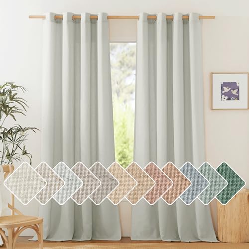 Thick Linen Gray Curtains for Boys Room (Grey / 55"W x 120"L (Pack of 2))