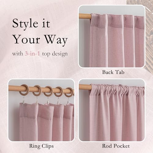 Pink Curtains for Girls Bedroom (50"W x 63"L (Pack of 2) / Light Pink)
