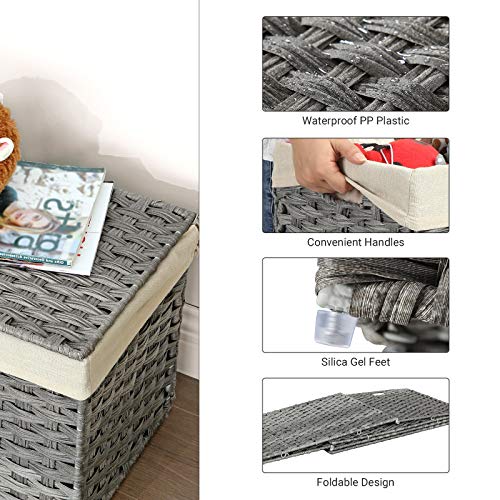 Woven Storage Basket with Lid (160 L / Gray)
