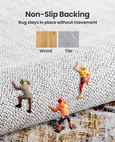 Amada Large 8x10 Washable Area Rug for Living Room (8' x 10' (Rectangular) / Grey/Beige)