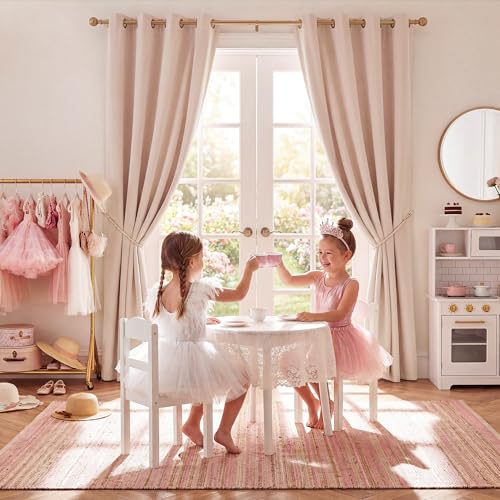 Blush Pink Blackout Curtains for Bedroom 52" w x 84" L 2 Panels (52"W x 84"L (Pack of 2) / Blush Pink)