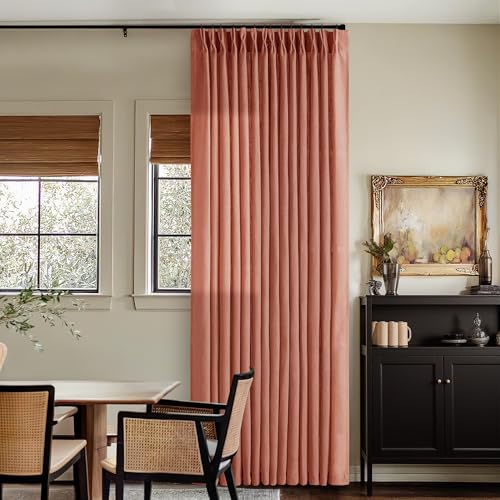 Pleated Farmhouse Firebrick Linen Curtains 102 Inches Long for Living Room (Firebrick / 40"W x 102"L (Pack of 2))