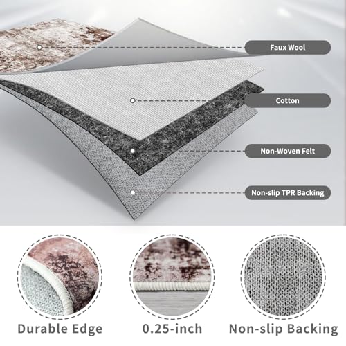 3x12 Washable Runner Rugs for Hallway (Brown/Khaki/White / 3' x 12' (Runner))