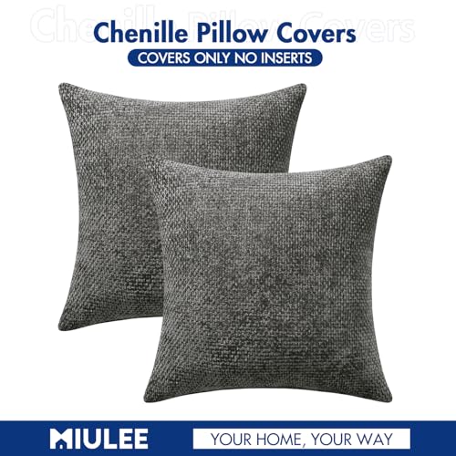 Decorative Lumbar Throw Pillow Covers 12x20 Inch Dark Gray 2 Pack (20" x 12" (Pack of 2) / Dark Gray)