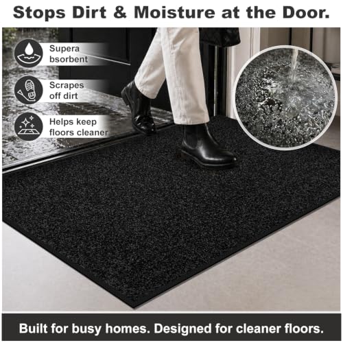 Super Absorbent Front Door Mat (Pure Black / 2' x 6' (Rectangular))