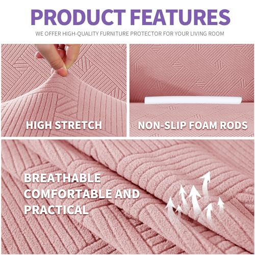 Oversized Super Stretch Couch Cover (- Rose / X-Large (92"-115"))