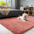 3x5 Machine Washable Small Bedside Rug (3x5 Ft / Rust Red)