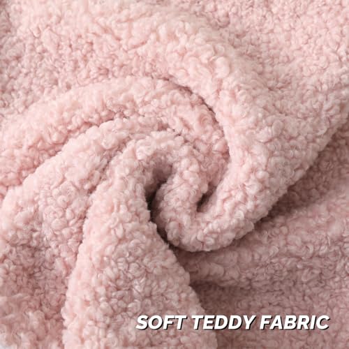 Pack of 2 Faux Fur Teddy Boucle Pillow Covers 24x24 Inch (Pink / 24" x 24" (Pack of 2))