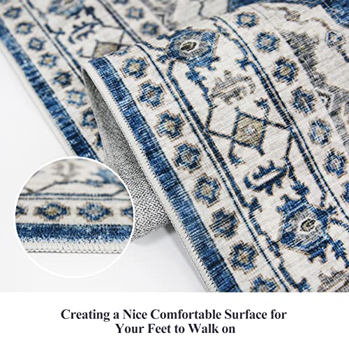 Hallway Washable Runner Rug (2' x 10' (Rectangular) / Blue)