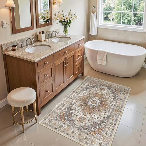 Washable Area Rug 2x3 Small Entryway Rugs Non (Turmeric/Grey / 2' x 3' (Rectangular))