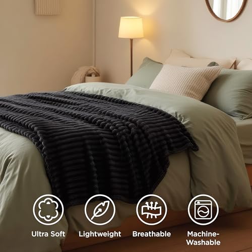 Soft Twin Blanket for Bed Decor Gifts Black 60"x80" (Black / Twin)