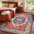 4x6 Washable Non Slip Boho Area Rug for Bedroom (Rust/Multi / 4' x 6' (Rectangular))