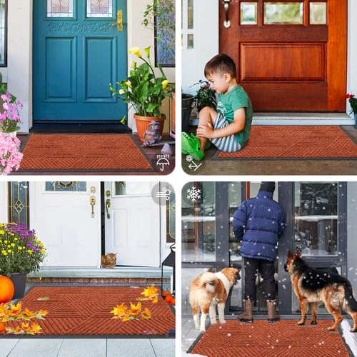 Front Door Mat Outside Entrance (Burnt Orange / 29.5" X 17")