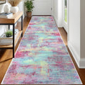 Abstract Runner Rug 3x12 Ft Washable Runners for Hallways (Multi Pink / 3' x 12' (Rectangular))