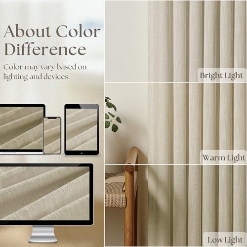 Beige Pinch Pleated Linen Curtains 94 Inches Long 2 Panels Set (Linen / 40"W x 94"L (Pack of 2))