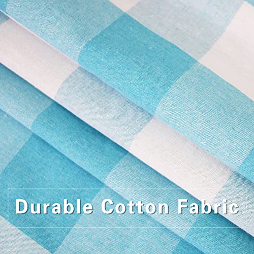 Buffalo Check Window Curtains 54 inches Long Living Room Cotton Curtain Panels Bedroom Plaid Gingham Farmhouse Decor Curtains Rod Pocket Kitchen Bathroom Basement 2 Panels Sky Blue White 52"x54" (52"W x 54"L (Pack of 2) / Sky Blue+white)