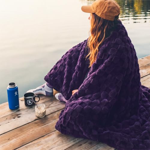 Checkered Soft Cozy Twin Blanket for Bed (Purple / Twin (60" X 80"))