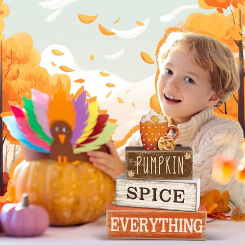 4 Pcs Fall Table Decor Pumpkin Spice Sign (Cup)