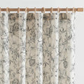Black Floral Linen Curtains 96 Inch Vintage Back Tab 2 Panels (Flower Black on Beige / 50"W x 96"L (Pack of 2))